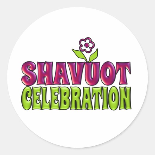 Shavuot Celebration leuke groet met bloem Ronde Sticker (Voorkant)