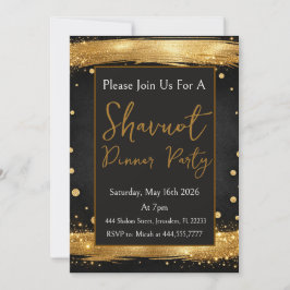 Shavuot-dinerparty Goud Zwart Luxe Modern Kaart