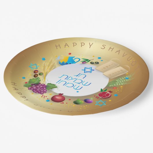 SHAVUOT Festival Jewish Holiday Decoration Gold Papieren Bordje (Gekanteld)
