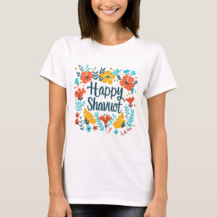 Shavuot - Happy Shavuot viering met bloemen T-shirt