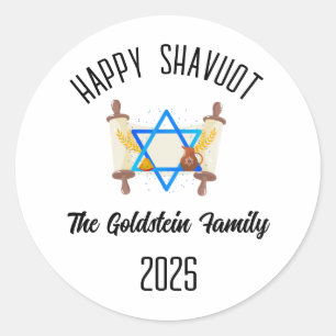 Shavuot Joodse vakantie Gepersonaliseerde familien Ronde Sticker