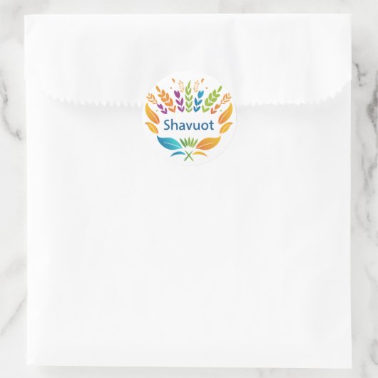 Shavuot - Shavuot Symbool met Kleurrijke Tarwe Ronde Sticker (Tas)