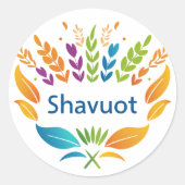 Shavuot - Shavuot Symbool met Kleurrijke Tarwe Ronde Sticker (Voorkant)