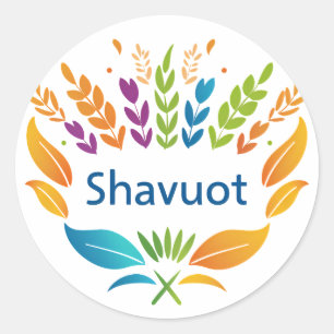 Shavuot - Shavuot Symbool met Kleurrijke Tarwe Ronde Sticker