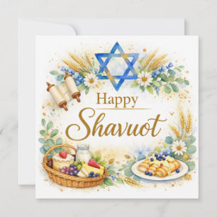 Shavuot Wenskaart Davidster, Blauw Joods