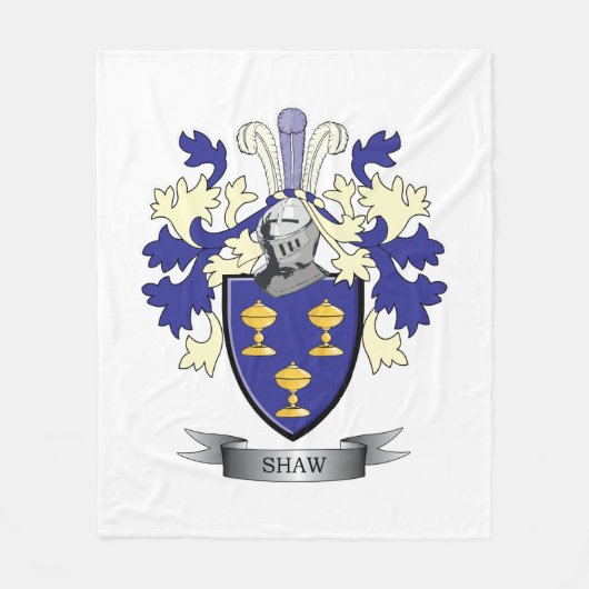 Shaw Family Crest Coat of Arms Fleece Deken (Voorkant)