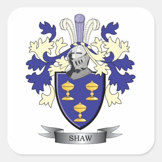 Shaw Family Crest Coat of Arms Vierkante Sticker (Voorkant)