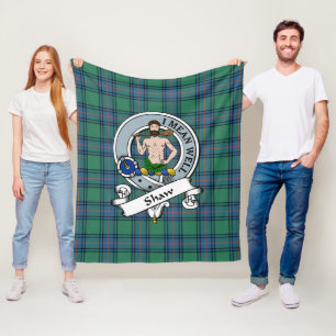 Shaw of Sauchie Ancient Clan Badge Tartan Pset Fleece Deken