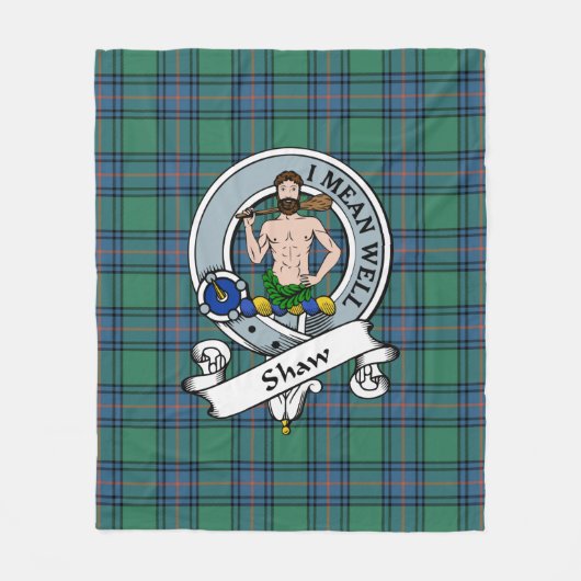Shaw of Sauchie Ancient Clan Badge Tartan Pset Fleece Deken (Voorkant)