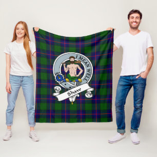 Shaw of Sauchie Modern Clan Badge Tartan Pset Fleece Deken