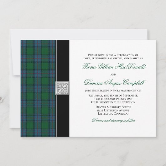 Shaw Tartan Celtic Wedding Invitation Kaart (Voorkant)