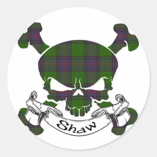 Shaw Tartan Skull Ronde Sticker (Voorkant)