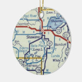 Shawano WI Map Keramisch Ornament (Links)