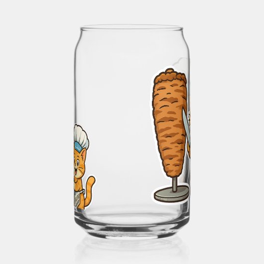 Shawarma Cat Chef Sticker Blikvorm Glas (Rechts)