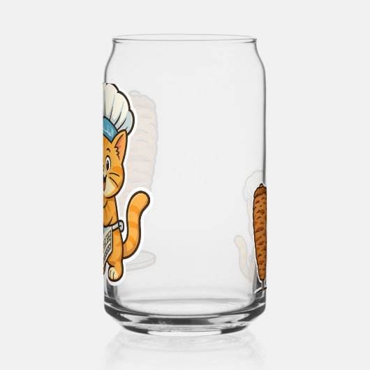 Shawarma Cat Chef Sticker Blikvorm Glas (Links)