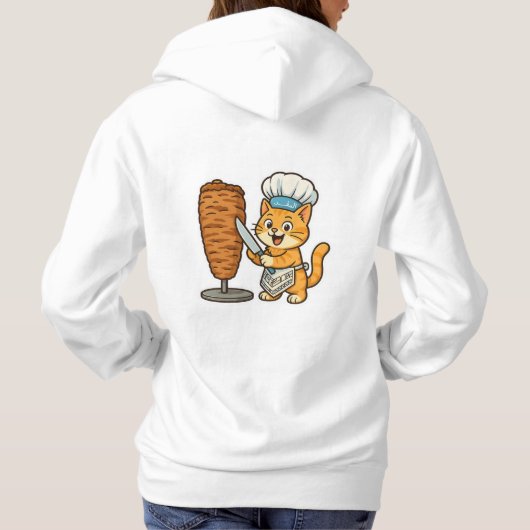 Shawarma Cat Chef Sticker Hoodie (Achterkant)