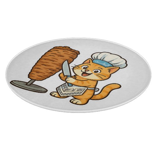 Shawarma Cat Chef Sticker Snijplank (Hoek)