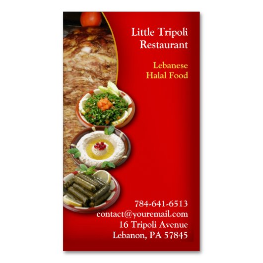 Shawarma Middle Eastern Magnetisch Visitekaartje (Voorkant Verticaal)