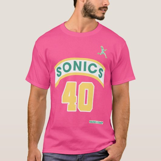 Shawn Kemp Retro Supersonics Jersey 90S Style Fan T-shirt (Voorkant)