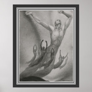 Shawn Mannen Dancers Art Deco door Major Felten Poster