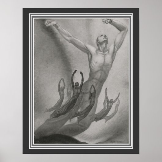 Shawn Mannen Dancers Art Deco door Major Felten Poster (Voorkant)