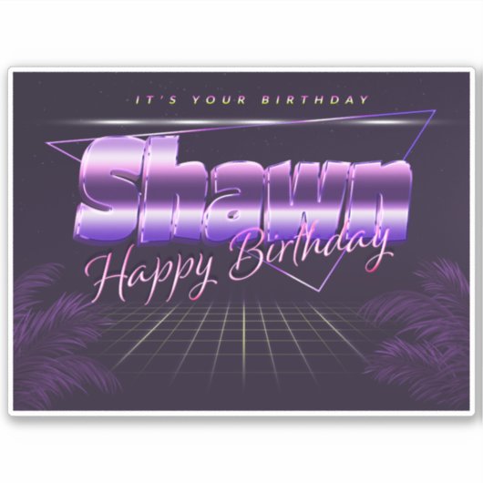 Shawn Name Vorname lila retro Sticker Geburtstag (Voorkant)