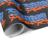 Shawn Vorname Name Graffiti blue orange Cadeaupapier (Rol Hoek)