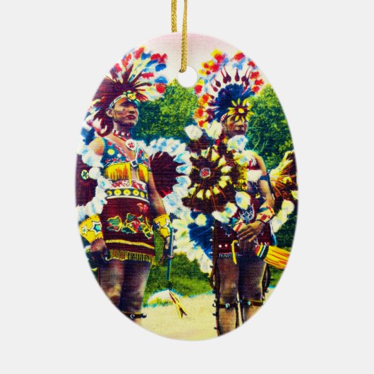 Shawnee Indian War Dancers, Oklahoma Keramisch Ornament (Achterkant)