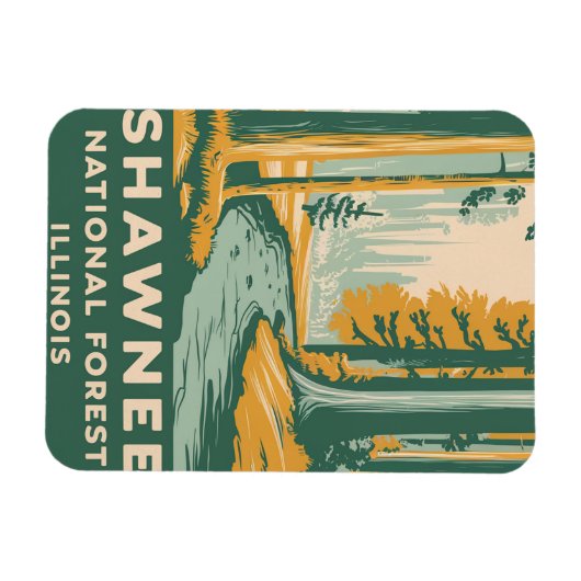Shawnee National Forest Retro Illustratie Magneet (Horizontaal)
