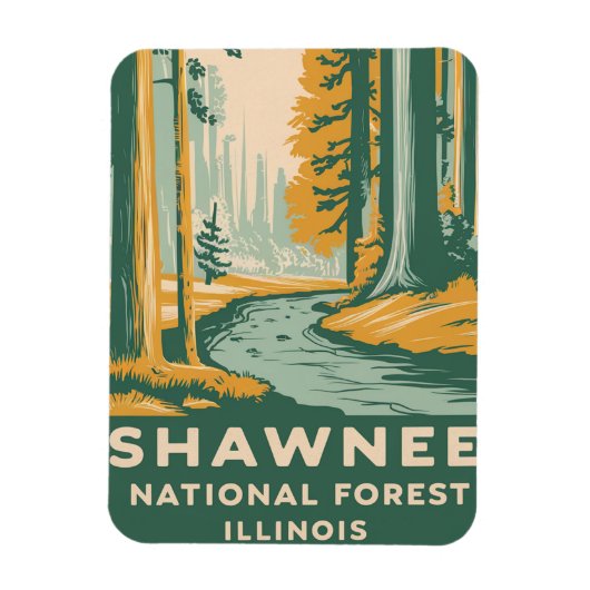 Shawnee National Forest Retro Illustratie Magneet (Verticaal)
