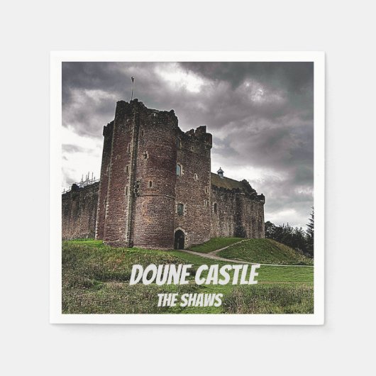 Shaws' Doune Castle, Schotland, Dark Stormy Name Servetten (Voorkant)