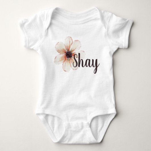 Shay Name Baby Girls Onthullen Pasgeboren Bloem Romper (Voorkant)