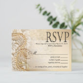 Shayla Pearls en Lace RSVP-1 | eggshell RSVP Kaartje (Staand voorkant)