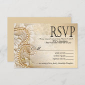 Shayla Pearls en Lace RSVP-2 | eggshell RSVP Kaartje (Voorkant / Achterkant)