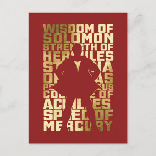SHAZAM!   Abilities Golden Typography Graphic Briefkaart