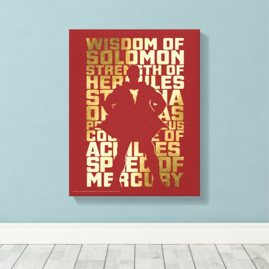 SHAZAM! | Abilities Golden Typography Graphic Canvas Afdruk (Insitu (Houten vloer))