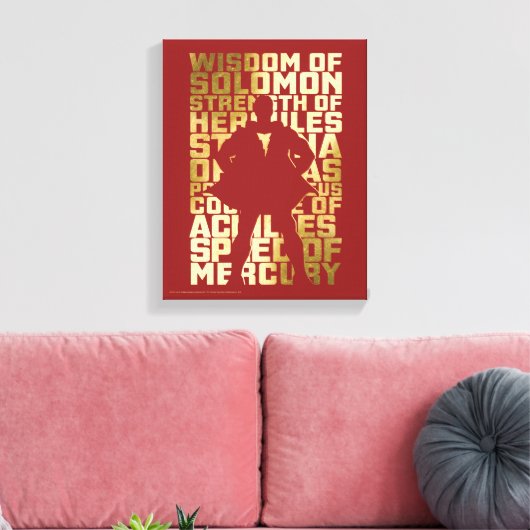 SHAZAM! | Abilities Golden Typography Graphic Canvas Afdruk (Insitu (Woonkamer))