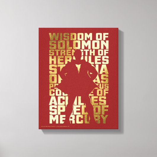 SHAZAM! | Abilities Golden Typography Graphic Canvas Afdruk (Voorkant)