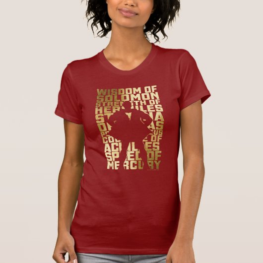 SHAZAM! | Abilities Golden Typography Graphic T-shirt (Voorkant)