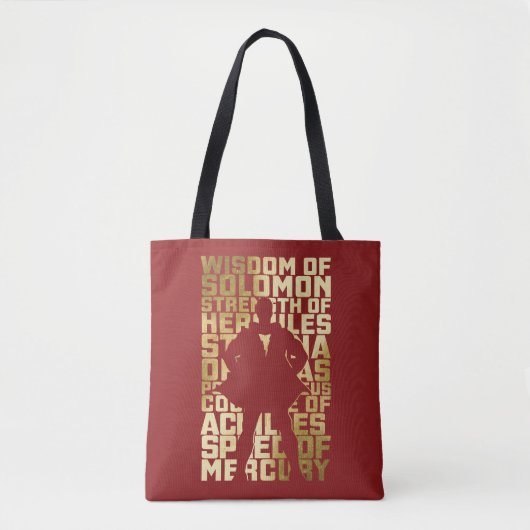 SHAZAM! | Abilities Golden Typography Graphic Tote Bag (Voorkant)