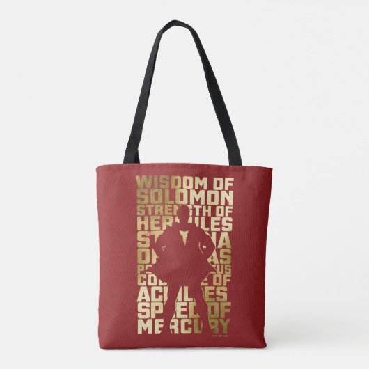 SHAZAM! | Abilities Golden Typography Graphic Tote Bag (Achterkant)