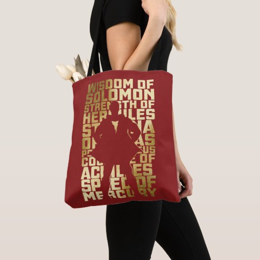 SHAZAM! | Abilities Golden Typography Graphic Tote Bag (Dichtbij)