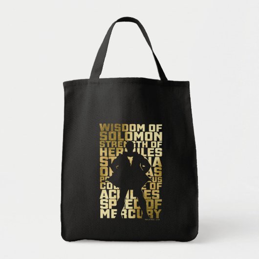 SHAZAM! | Abilities Golden Typography Graphic Tote Bag (Voorkant)