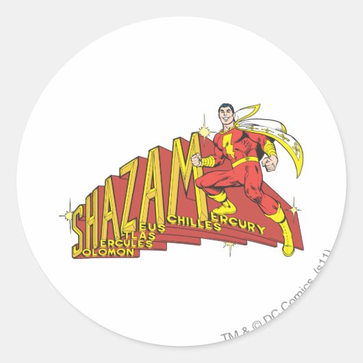 Shazam Acronym Ronde Sticker (Voorkant)
