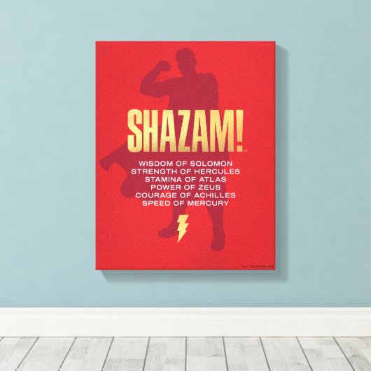 SHAZAM! Furie van de Goden | Flexibel silhouette Canvas Afdruk (Insitu (Houten vloer))