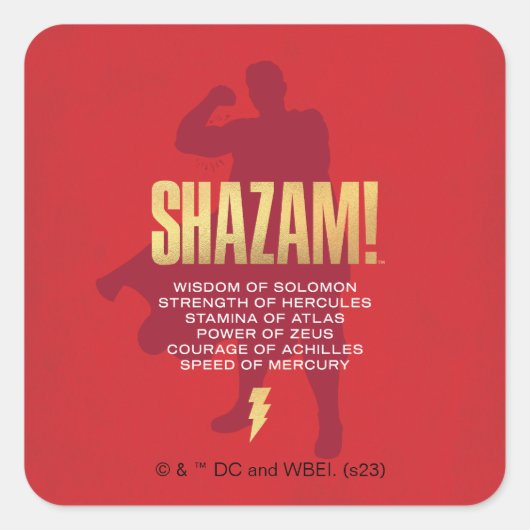 SHAZAM! Furie van de Goden | Flexibel silhouette Vierkante Sticker (Voorkant)