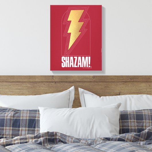 SHAZAM! Furie van de Goden | Lightning Bolt Badge Canvas Afdruk (Insitu (Slaapkamer))