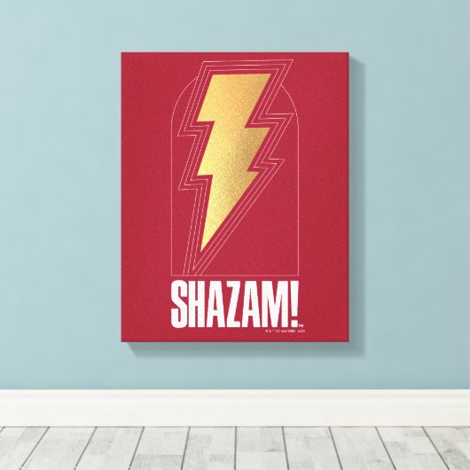 SHAZAM! Furie van de Goden | Lightning Bolt Badge Canvas Afdruk (Insitu (Houten vloer))