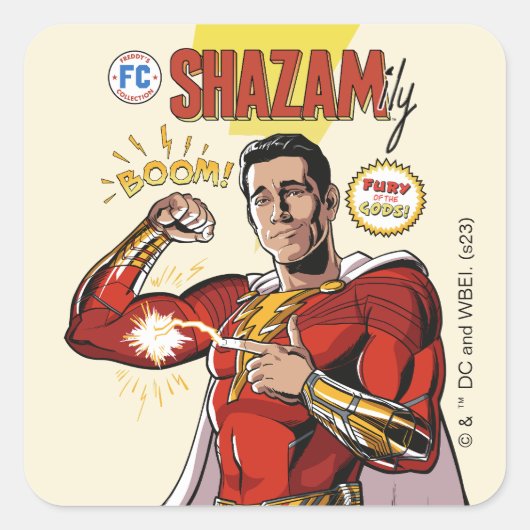 SHAZAM! Furie van de Goden | SHAZAMily Comic Hoesj Vierkante Sticker (Voorkant)