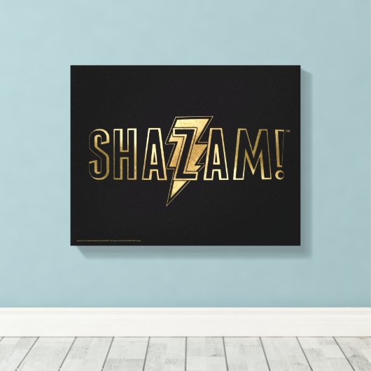 SHAZAM! | Goud Logo Canvas Afdruk (Insitu (Houten vloer))